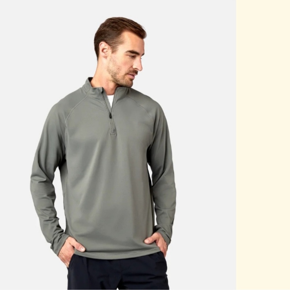 Rhone Session 1/4 Zip Pullover in Anchor Gray Size Large